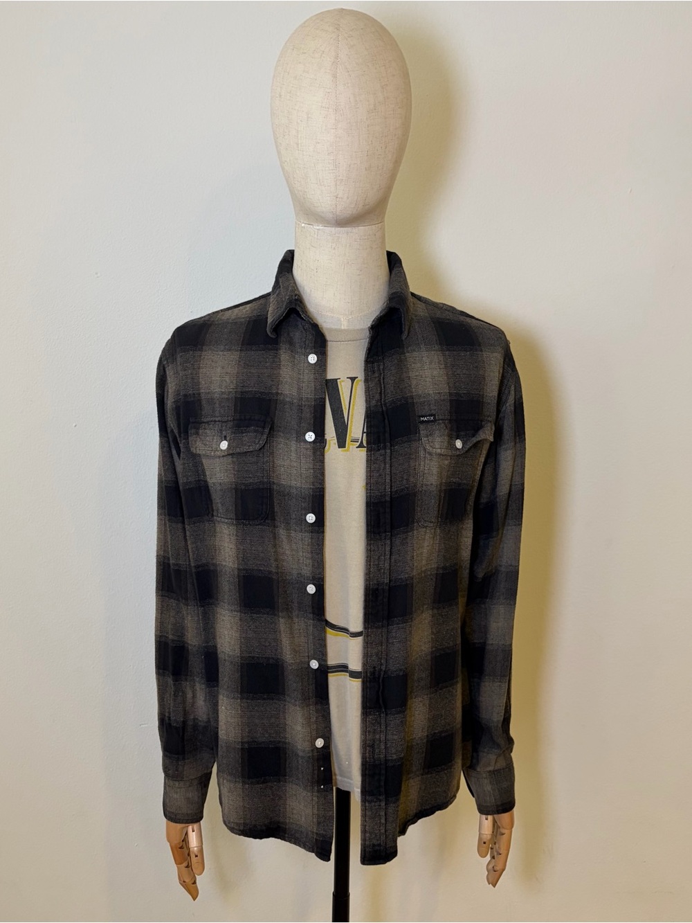 Matix Mike Anderson Brown Plaid Flannel Shirt L